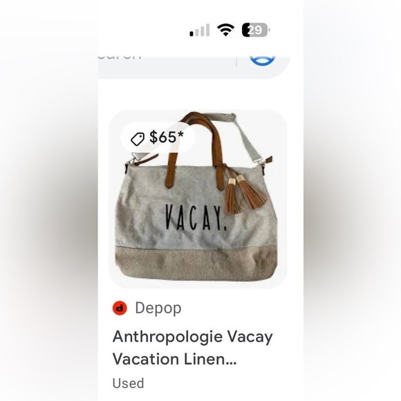 Anthropologie Vacay Tan Linen Shoulder Tote Bag Beach Vacation Bag - Picture 15 of 15